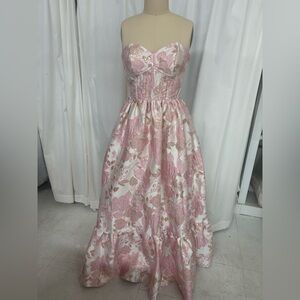 Amazon Strapless Pink Floral Dress